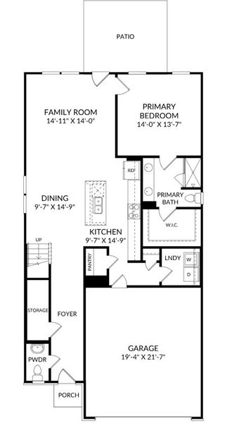 2D floor plan layout for the The Yarmouth by Stanley Martin Homes in Belgrave, Lexington, SC (Image 3).
