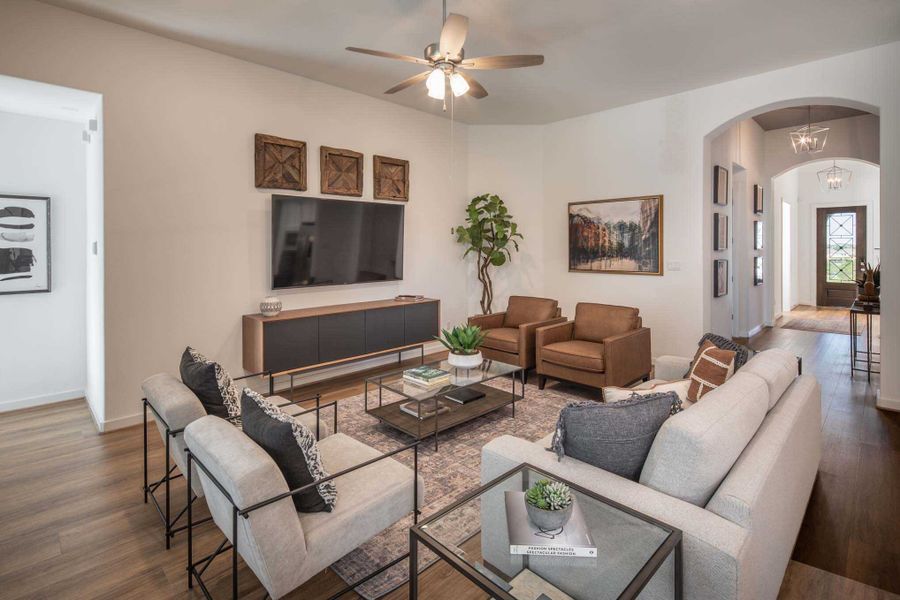 Representative furnished interior of a home built from the Amberley.535 by Highland Homes in Riceland, Mont Belvieu (Image 10).