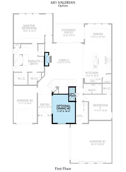 2D floor plan layout for the Valerian by Landon Homes in Estate 64s, Frisco, TX (Image 5).