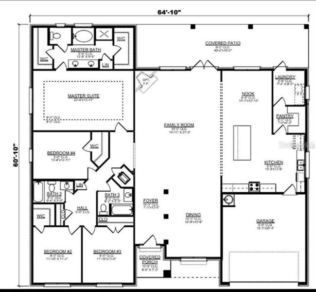 2D floor plan layout of this home in Hill Country Estates, Dade City, FL (Image 3).