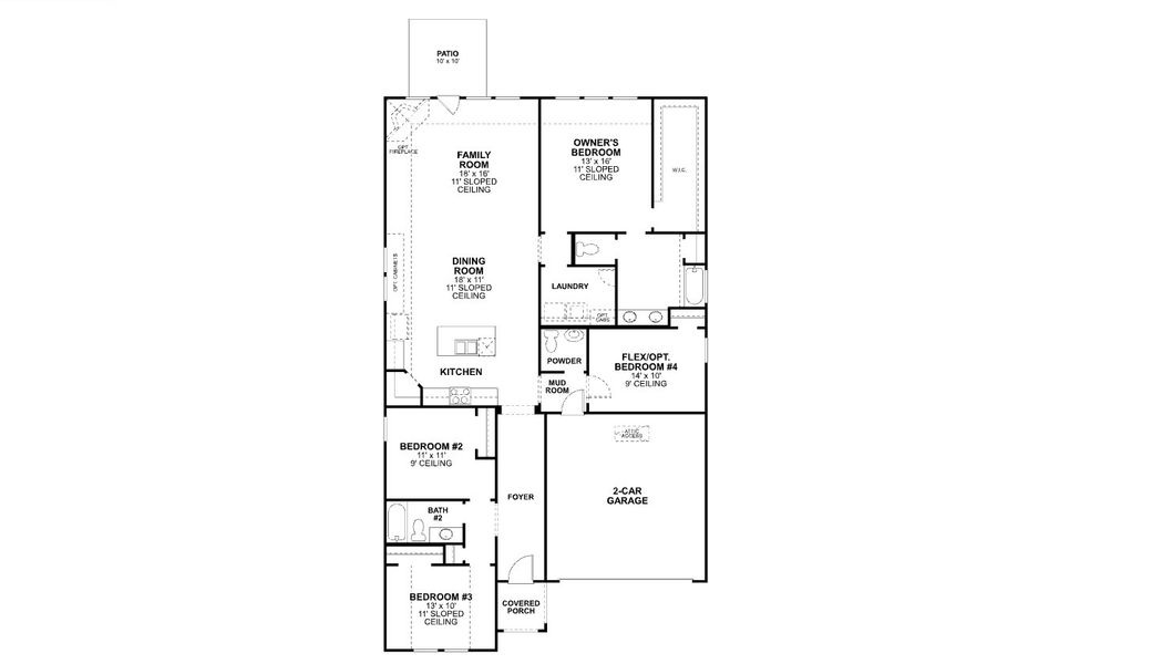 2D floor plan layout for the Clary by M/I Homes in Chaparral Park, Oak Point, TX (Image 3).