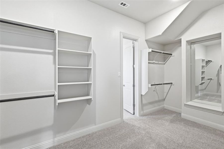 Spacious closet featuring light colored carpet Spacious closet featuring light colored carpet
