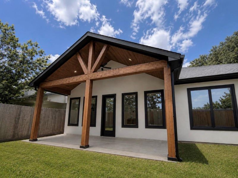 Exterior details and patio area of a home in , Houston (Image 2). Exterior details and patio area of a home in , Houston (Image 2).