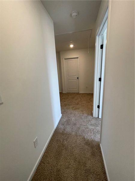 This interior hallway offers a warm welcome with s