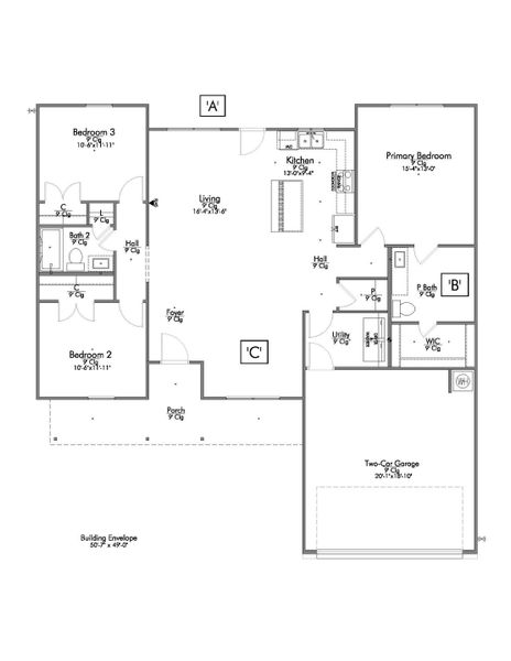 2D floor plan layout for the The 1462 by Stylecraft Builders in Stillwater Ranch, Tyler, TX (Image 3). 2D floor plan layout for the The 1462 by Stylecraft Builders in Stillwater Ranch, Tyler, TX (Image 3).