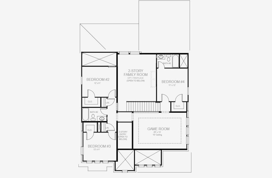 2D floor plan layout for the 2599W by Perry Homes in Juniper Springs 50', Lockhart, TX (Image 4).