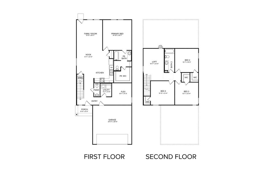 2D floor plan layout for the Ellis Colony At Pinehurst by Brohn Homes in Colony at Pinehurst, Pinehurst, TX (Image 3).