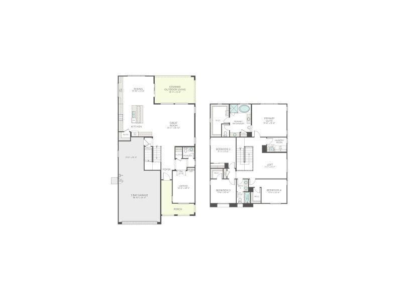 2D floor plan layout for the Tipton Plan 3507 by Tri Pointe Homes in Waterston Central, Gilbert, AZ (Image 5).