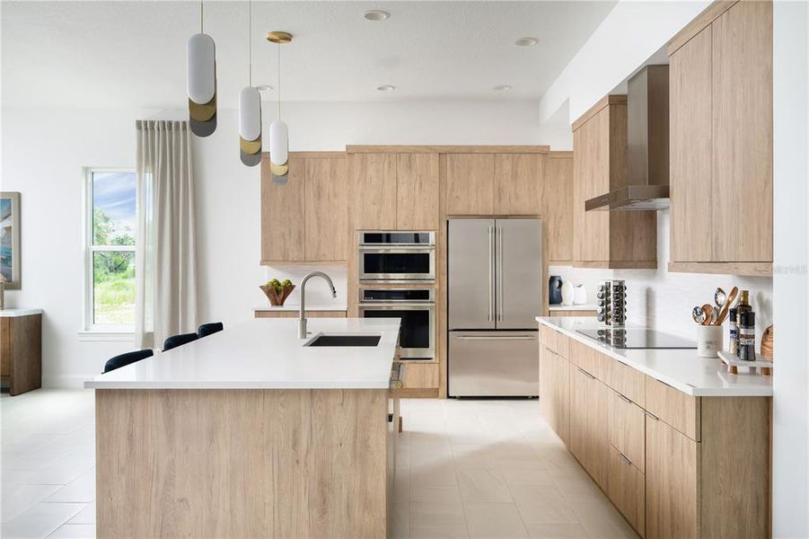 Kitchen of previously built Veranda Model home. Note: color selections and cabinet style may vary in this preconstruction home.