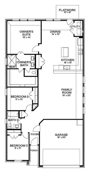 2D floor plan layout of this home in Winward Cove, Katy, TX (Image 3).