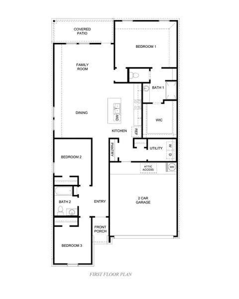 2D floor plan layout of this home in Saratoga Crossing, Corpus Christi, TX (Image 2).