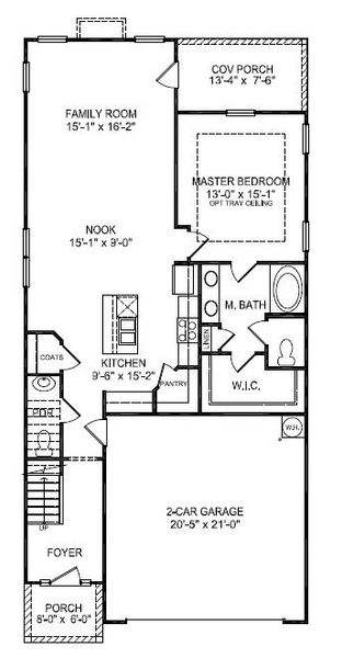 2D floor plan layout for the 2709 by Adams Homes in The Grove at Ballard, Jacksonville, NC (Image 4).