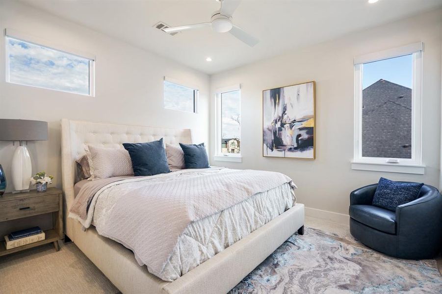 Bedroom featuring ceiling fan