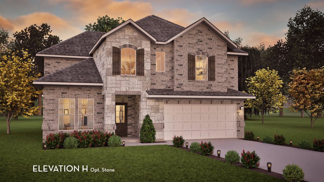 Front exterior of a new home in Arcadia Ridge, San Antonio, TX, highlighting curb appeal (Image 22). Front exterior of a new home in Arcadia Ridge, San Antonio, TX, highlighting curb appeal (Image 22).