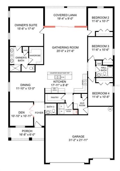 2D floor plan layout of this home in , Parrish, FL (Image 4). 2D floor plan layout of this home in , Parrish, FL (Image 4).