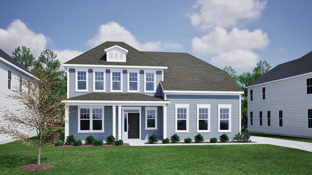 Representative exterior photo of a completed home built from the Nottely - Vanguard Collection by Mungo Homes in Windsor Forest, Anderson, SC (Image 15).