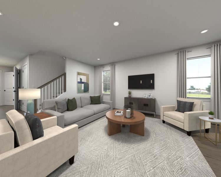 Spend family movie nights in the spacious great room.