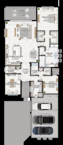 2D floor plan layout for the Vienna Grande by GL Homes in Valencia Del Mar, Boynton Beach, FL (Image 5).