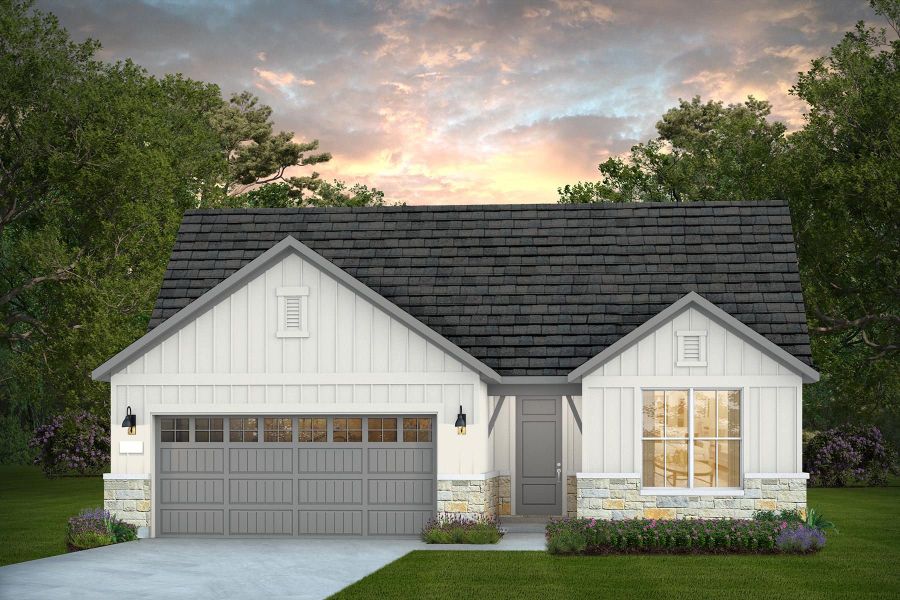 Representative exterior photo of a completed home built from the Mystique by Del Webb in Sun City Texas, Georgetown, TX (Image 17). Representative exterior photo of a completed home built from the Mystique by Del Webb in Sun City Texas, Georgetown, TX (Image 17).