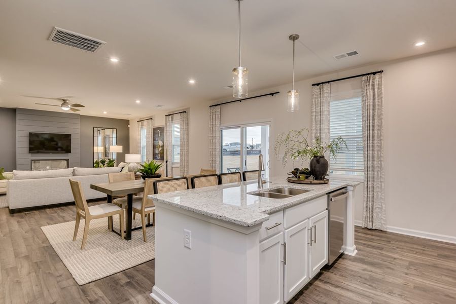 Kitchen, Dining Area and Family Room