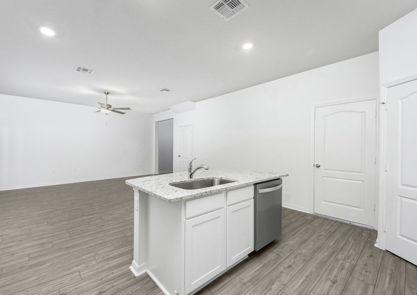 Kitchen that over looks the family room