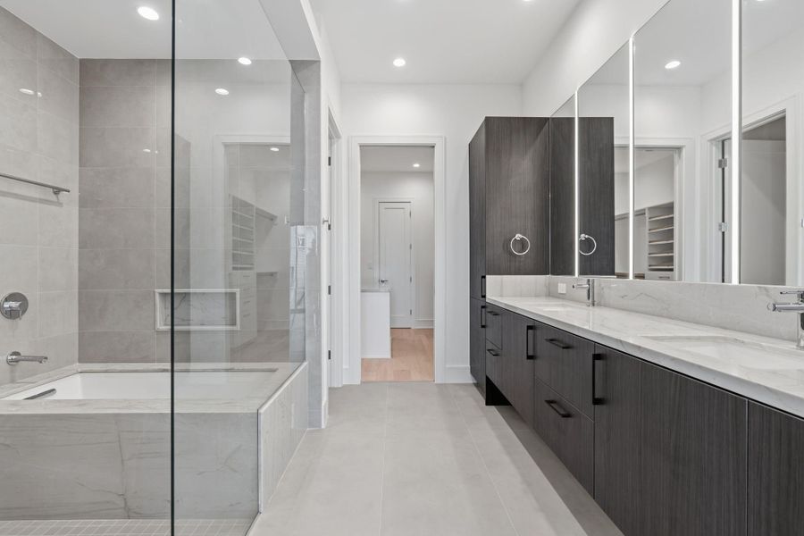 Flooring features large porcelain tile from Spain.