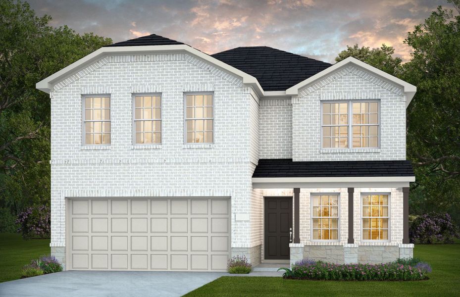Representative exterior photo of a completed home built from the Enloe by Centex in Pinara Pines, Conroe, TX (Image 1). Representative exterior photo of a completed home built from the Enloe by Centex in Pinara Pines, Conroe, TX (Image 1).