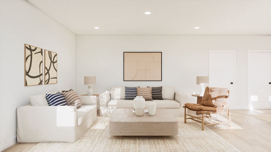 Great room with tile flooring