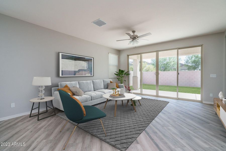 Furnished interior in a model home at Calistoga at Estrella Commons in Goodyear (Image 27). Furnished interior in a model home at Calistoga at Estrella Commons in Goodyear (Image 27).