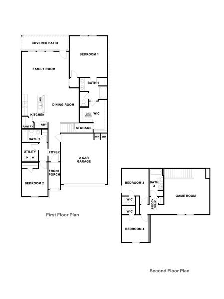 2D floor plan layout for the The Mitchell by D.R. Horton in Briarwood, Elgin, TX (Image 3).