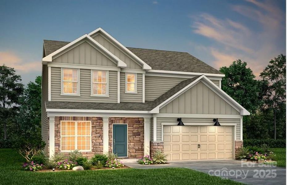 Front exterior of a new home in Cannon Run, Concord, NC, highlighting curb appeal (Image 2). Front exterior of a new home in Cannon Run, Concord, NC, highlighting curb appeal (Image 2).