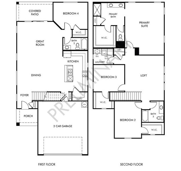 2D floor plan layout of this home in Las Patrias at Star Valley II, Tucson, AZ (Image 3).