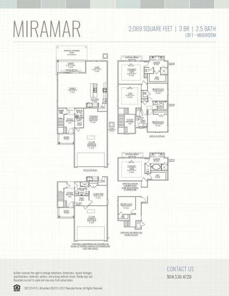 2D floor plan layout for the Miramar by Riverside Homes in Mariposa at EverRange, Jacksonville, FL (Image 5).