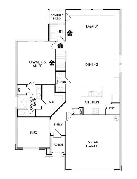 2D floor plan layout for the Raleigh by Impression Homes in Terra Vella, Haslet, TX (Image 3).