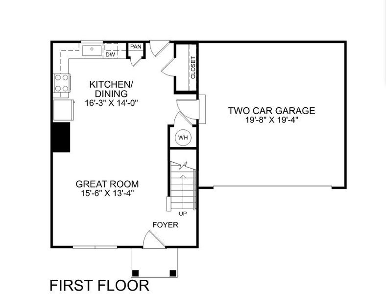 2D floor plan layout for the Aspen by Ryan Homes in Somerset, Santee, SC (Image 2).