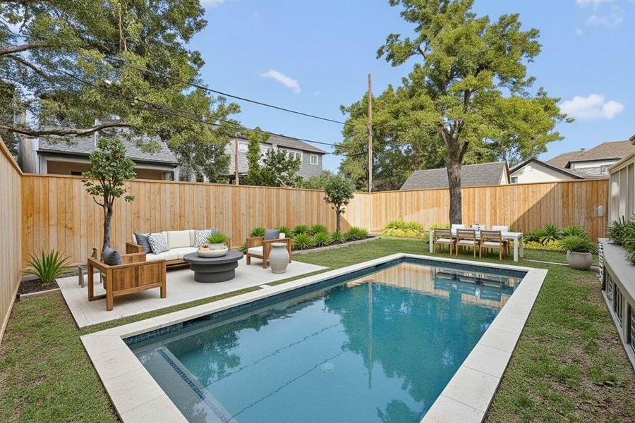 Virtual rendering of pool and landscaping Virtual rendering of pool and landscaping