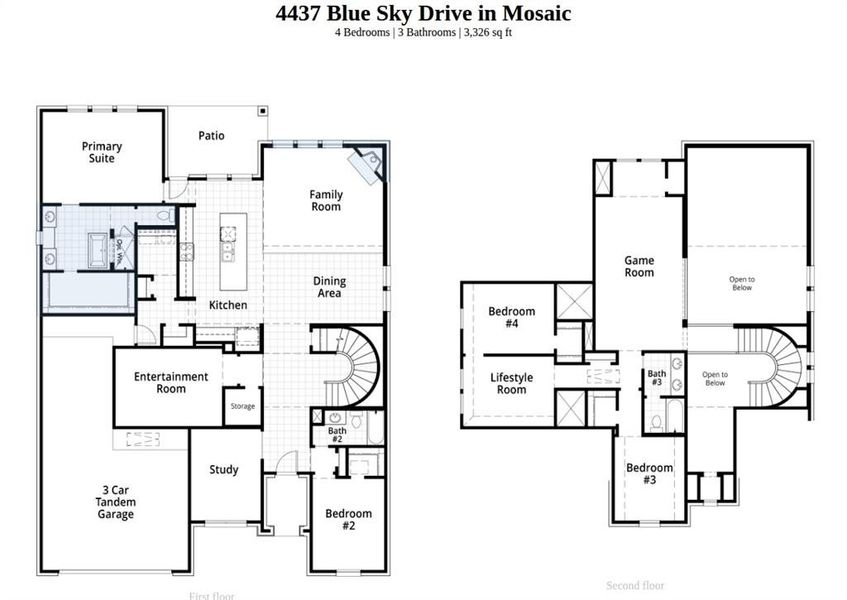 2D floor plan layout of this home in Mosaic: 60ft. lots, Celina, TX (Image 2).