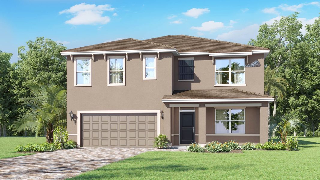 Representative exterior photo of a completed home built from the Hayden by D.R. Horton in Creekside, Fort Pierce, FL (Image 4). Representative exterior photo of a completed home built from the Hayden by D.R. Horton in Creekside, Fort Pierce, FL (Image 4).
