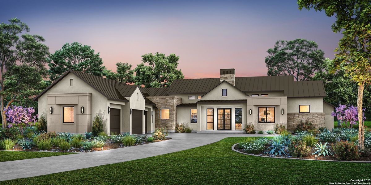 Front exterior of a new home in , Boerne, TX, highlighting curb appeal (Image 1). Front exterior of a new home in , Boerne, TX, highlighting curb appeal (Image 1).