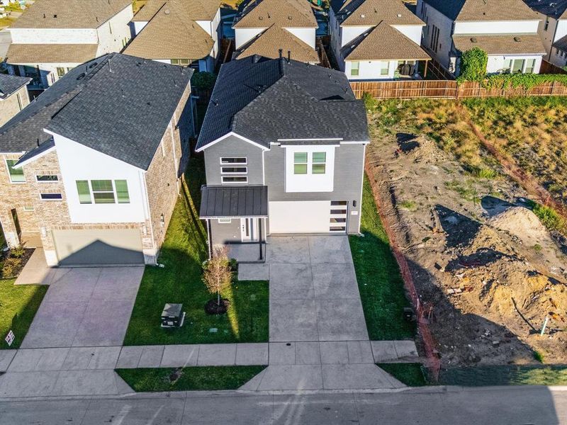Aerial perspective of suburban area