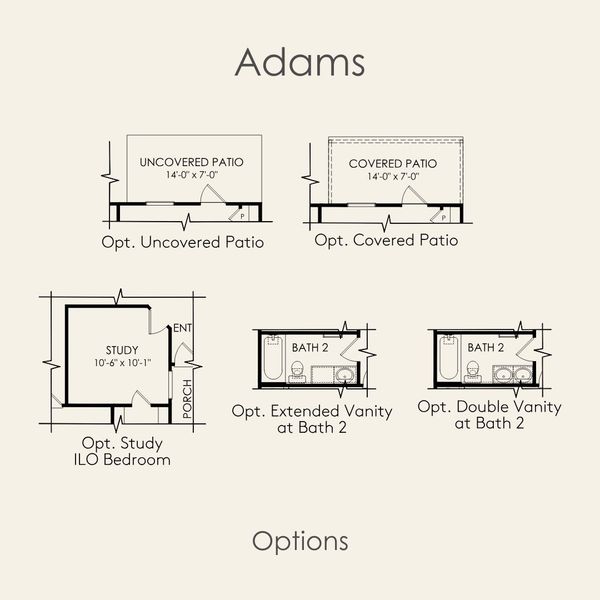 2D floor plan layout for the Adams by Pulte Homes in Saddleback at Santa Rita Ranch, Liberty Hill, TX (Image 3). 2D floor plan layout for the Adams by Pulte Homes in Saddleback at Santa Rita Ranch, Liberty Hill, TX (Image 3).