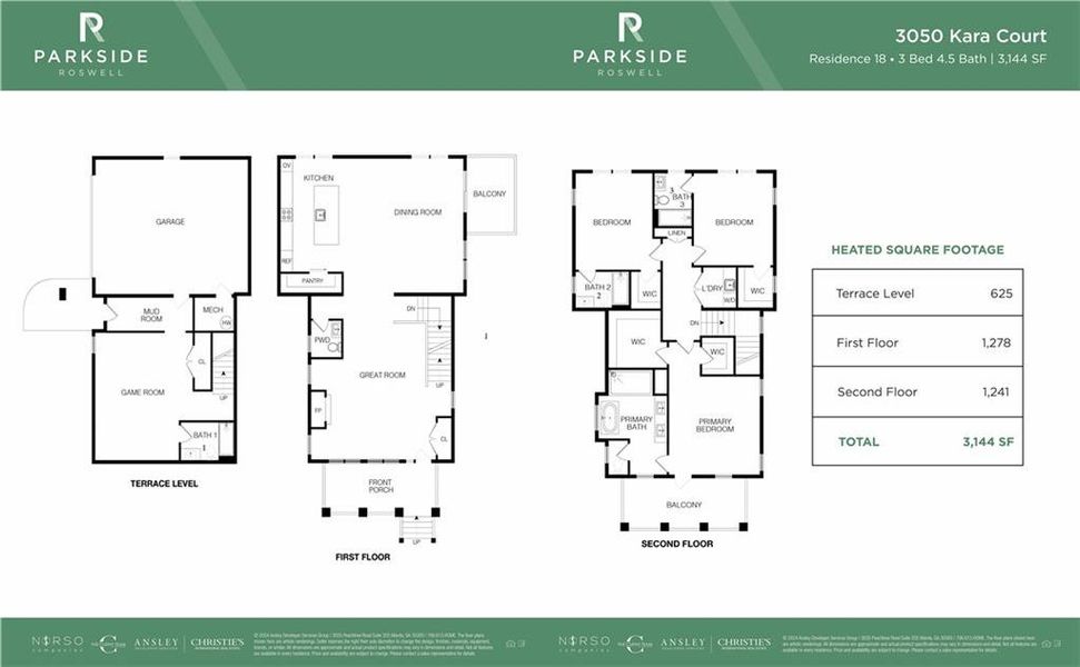 2D floor plan layout of this home in Parkside Roswell, Roswell, GA (Image 4). 2D floor plan layout of this home in Parkside Roswell, Roswell, GA (Image 4).