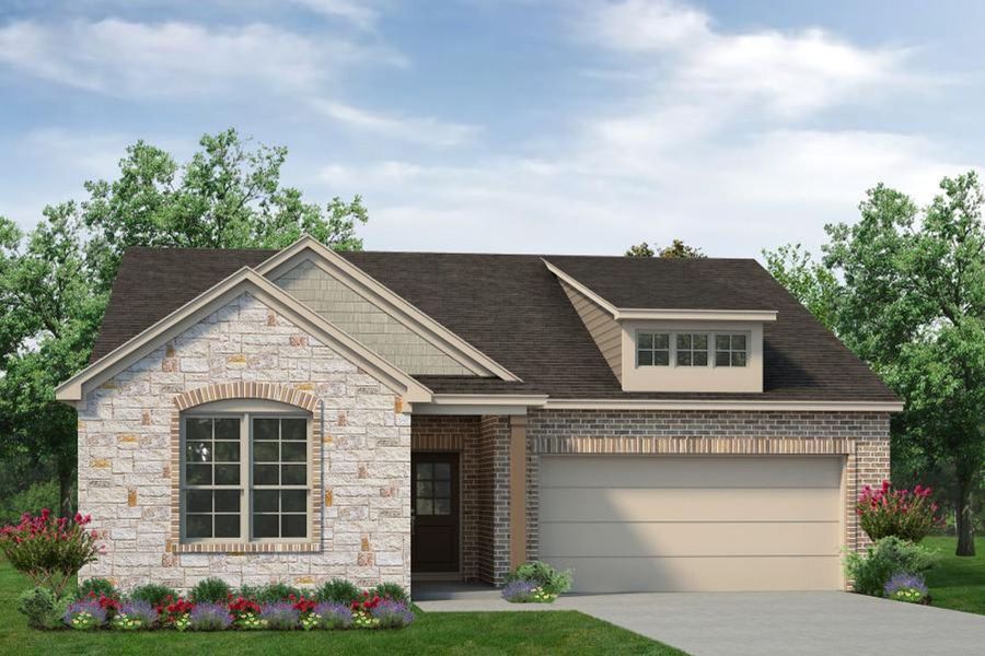 Front exterior of a new home in Liberty Pointe, Gainesville, TX, highlighting curb appeal (Image 1). Front exterior of a new home in Liberty Pointe, Gainesville, TX, highlighting curb appeal (Image 1).