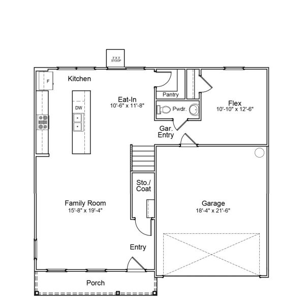 2D floor plan layout of this home in Langdon Preserve, Angier, NC (Image 2).