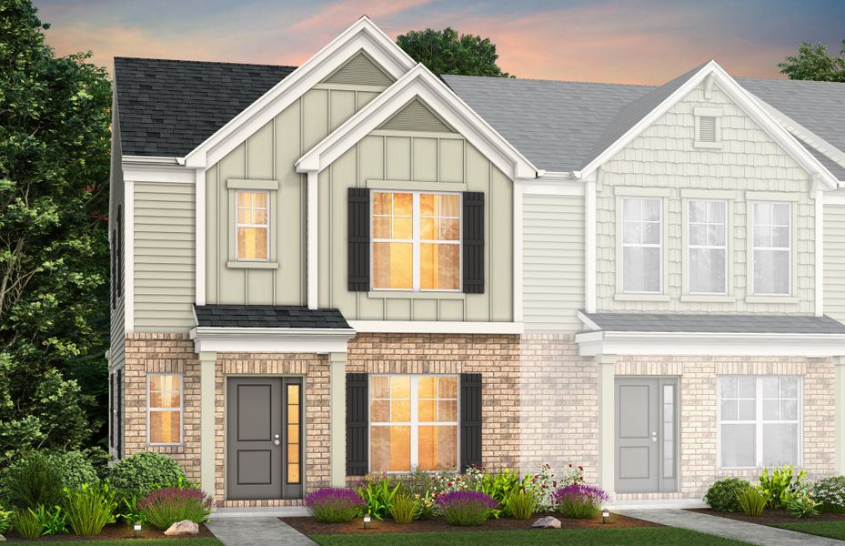 Front exterior of a new home in Riverstone, Monroe, NC, highlighting curb appeal (Image 24).