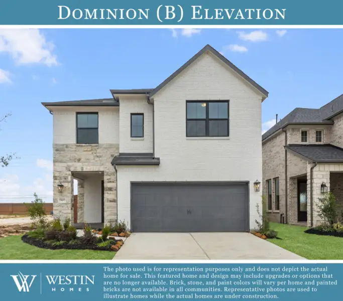 Front exterior of a new home in Candela, Richmond, TX, highlighting curb appeal (Image 1). Front exterior of a new home in Candela, Richmond, TX, highlighting curb appeal (Image 1).