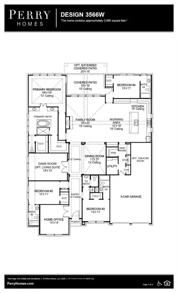 2D floor plan layout of this home in Riceland 70', Mont Belvieu, TX (Image 3).