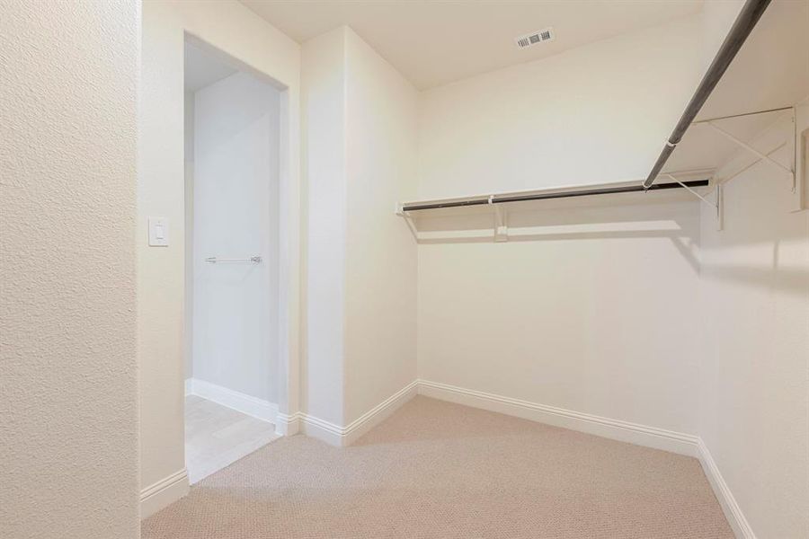 Spacious closet featuring light carpet Spacious closet featuring light carpet