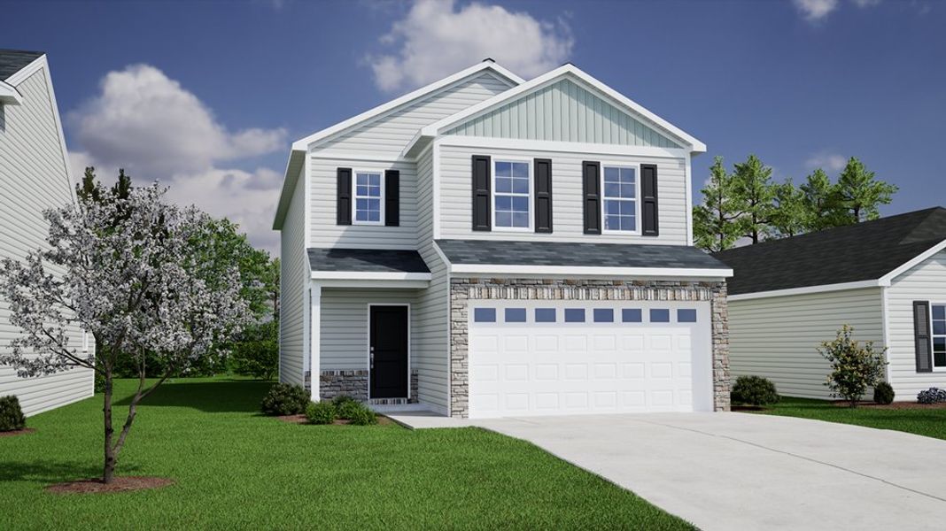 Front exterior of a new home in Bluefield, Lexington, SC, highlighting curb appeal (Image 1). Front exterior of a new home in Bluefield, Lexington, SC, highlighting curb appeal (Image 1).