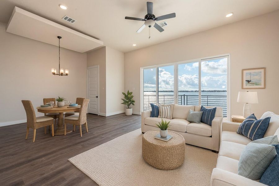 Virtually staged living and dining